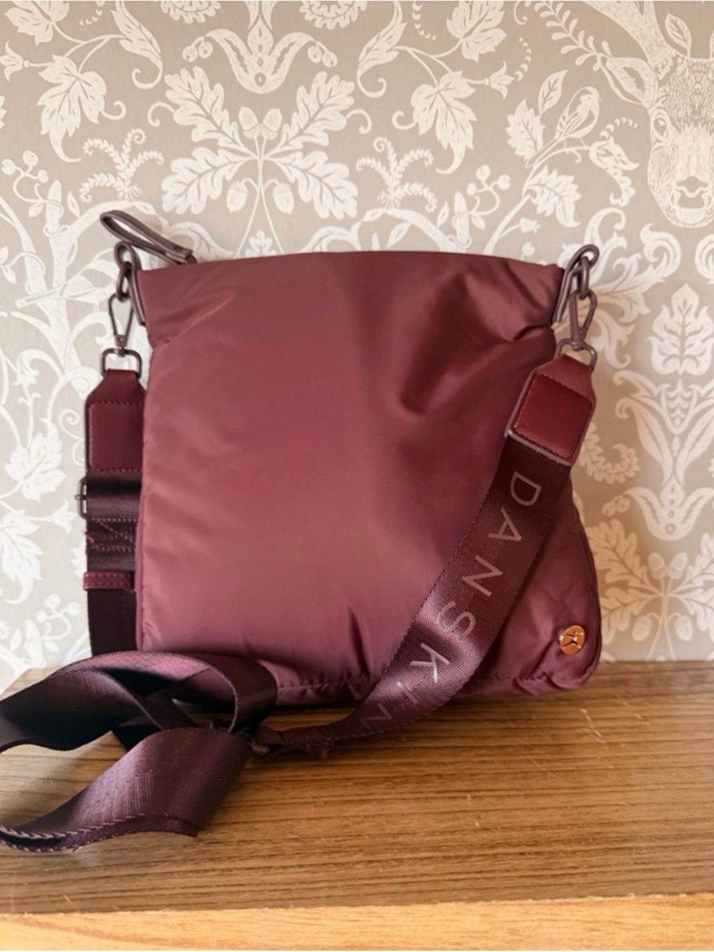 Danskin Women’s Burgundy Solid Cross Body Nylon Bag